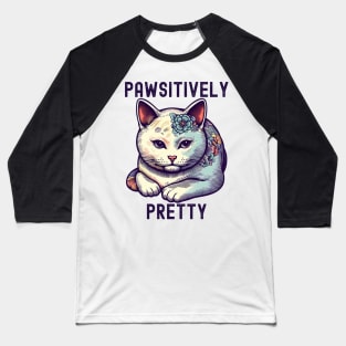 Pawsitively pretty Japanese cat Baseball T-Shirt